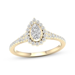 Adore Pear-Shaped Diamond Halo Engagement Ring 3/4 ct tw 14K Yellow Gold