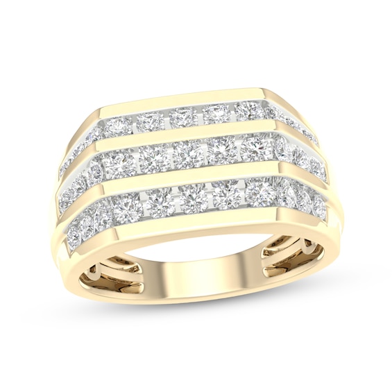 KAY Lab-Grown Diamonds Men's Three-Row Fashion Ring 1 ct tw 10K Yellow Gold