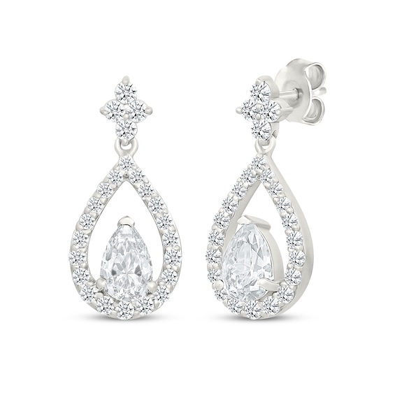 KAY Lab-Grown Diamonds Pear-Shaped Dangle Earrings 1-1/6 ct tw Sterling Silver