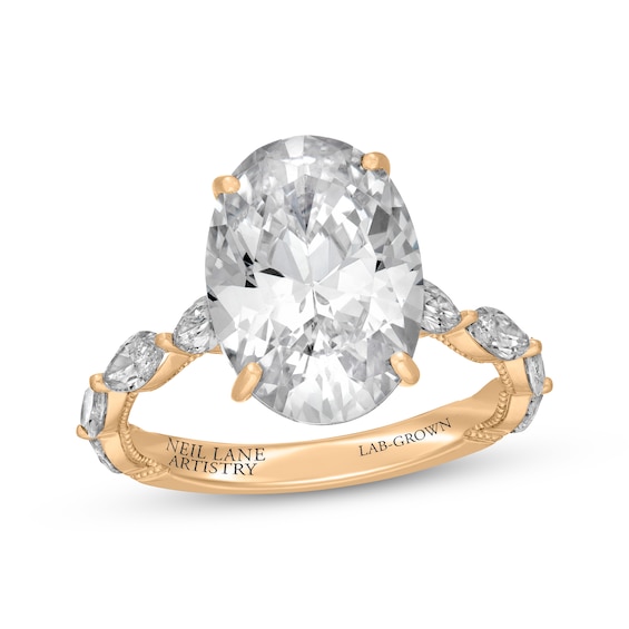 Neil Lane Artistry Oval-Cut Lab-Grown Diamond Engagement Ring 6 ct tw 14K Yellow Gold