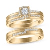 Thumbnail Image 1 of Adore His & Hers Round-Cut Diamond Three-Piece Bridal Set 1/3 ct tw 10K Yellow Gold