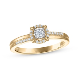 Adore Round-Cut Diamond Halo Engagement Ring 1/6 ct tw 10K Yellow Gold