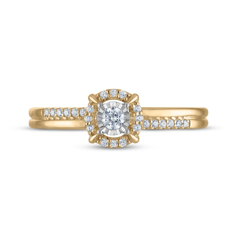Main Image 3 of Adore Round-Cut Diamond Halo Engagement Ring 1/6 ct tw 10K Yellow Gold