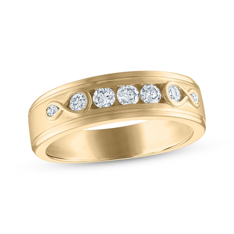 Main Image 1 of Every Moment Men's Diamond Wedding Band 1/2 ct tw 14K Yellow Gold