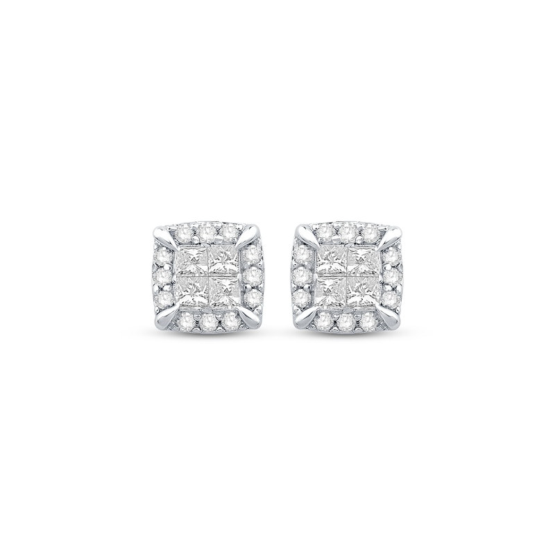 Princess-Cut Quad Stud Earrings 1/4 ct tw 10K White Gold