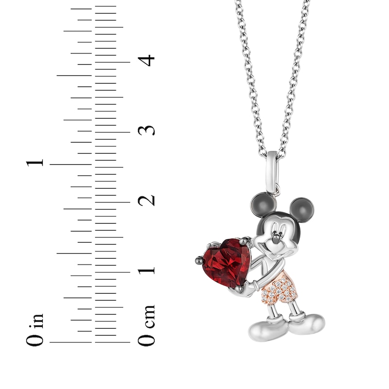 Main Image 3 of Disney Treasures Mickey Mouse Garnet & Diamond Accent Necklace Sterling Silver & 10K Rose Gold 19”