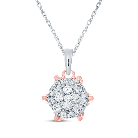 Multi-Diamond Necklace 1/2 ct tw 10K Two-Tone Gold 18"