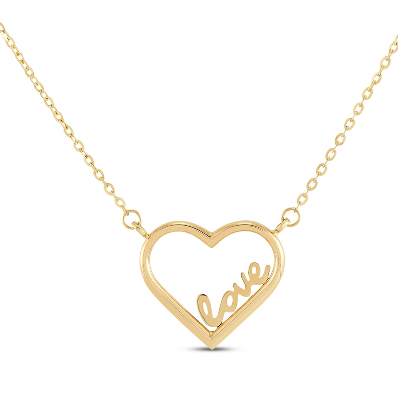 Main Image 1 of "Love" Heart Necklace 14K Yellow Gold 17"