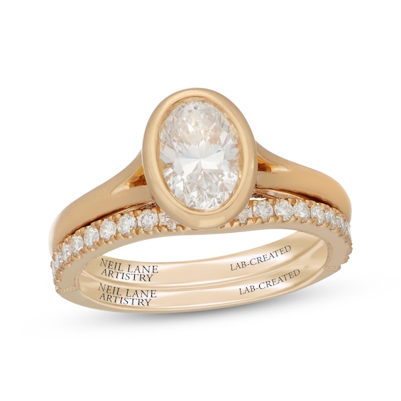 Neil Lane Artistry Oval-Cut Lab-Grown Diamond Bridal Set 1-1/4 ct tw 14K Yellow Gold