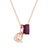 Thumbnail Image 2 of Toi et Moi Pear-Shaped Morganite & Emerald-Cut Rhodolite Garnet Necklace 10K Rose Gold 18"