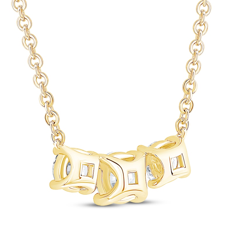 Main Image 3 of KAY Lab-Grown Diamonds Three-Stone Necklace 1-1/2 ct tw 14K Yellow Gold 18"