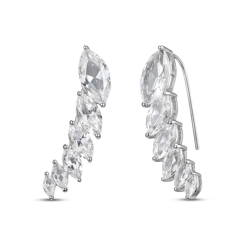 Marquise-Cut White Lab-Created Sapphire Earring Climbers Sterling Silver