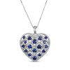 Thumbnail Image 1 of Blue & White Lab-Created Sapphire Scalloped Heart Necklace Sterling Silver 18"