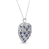 Thumbnail Image 2 of Blue & White Lab-Created Sapphire Scalloped Heart Necklace Sterling Silver 18"