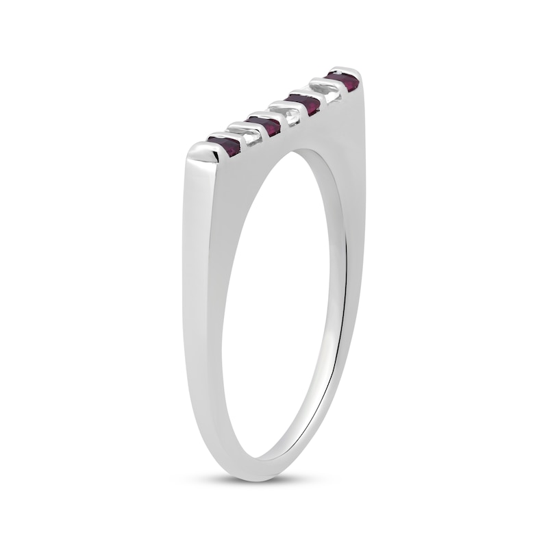 Main Image 2 of Square-Cut Lab-Created Ruby & White Lab-Created Sapphire Flat Top Bar Ring Sterling Silver