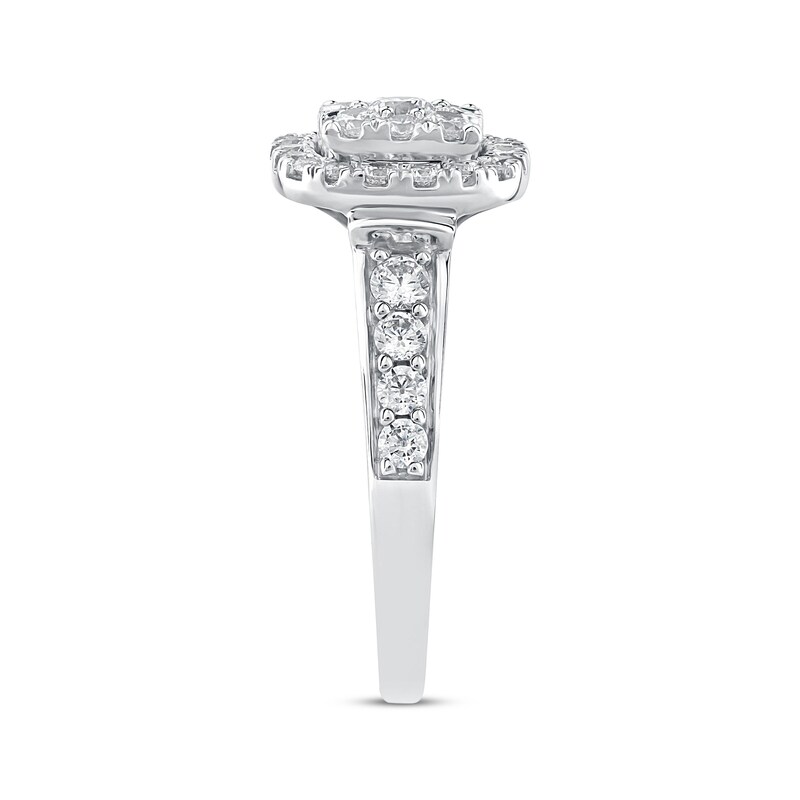 Main Image 2 of Adore Round-Cut Diamond Cushion Halo Engagement Ring 1 ct tw 14K White Gold