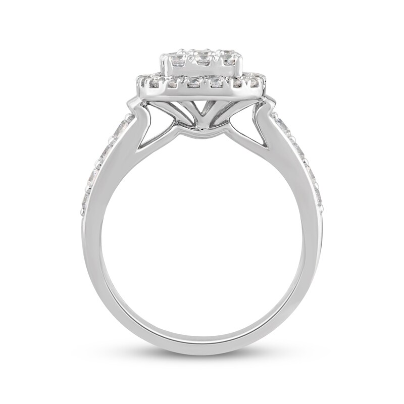 Main Image 3 of Adore Round-Cut Diamond Cushion Halo Engagement Ring 1 ct tw 14K White Gold