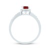 Thumbnail Image 3 of Cushion-Cut Garnet & Diamond Halo Ring 1/10 ct tw 14K White Gold