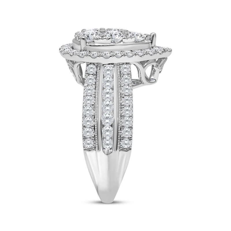 Main Image 2 of Multi-Diamond Pear Halo Engagement Ring 2 ct tw 10K White Gold