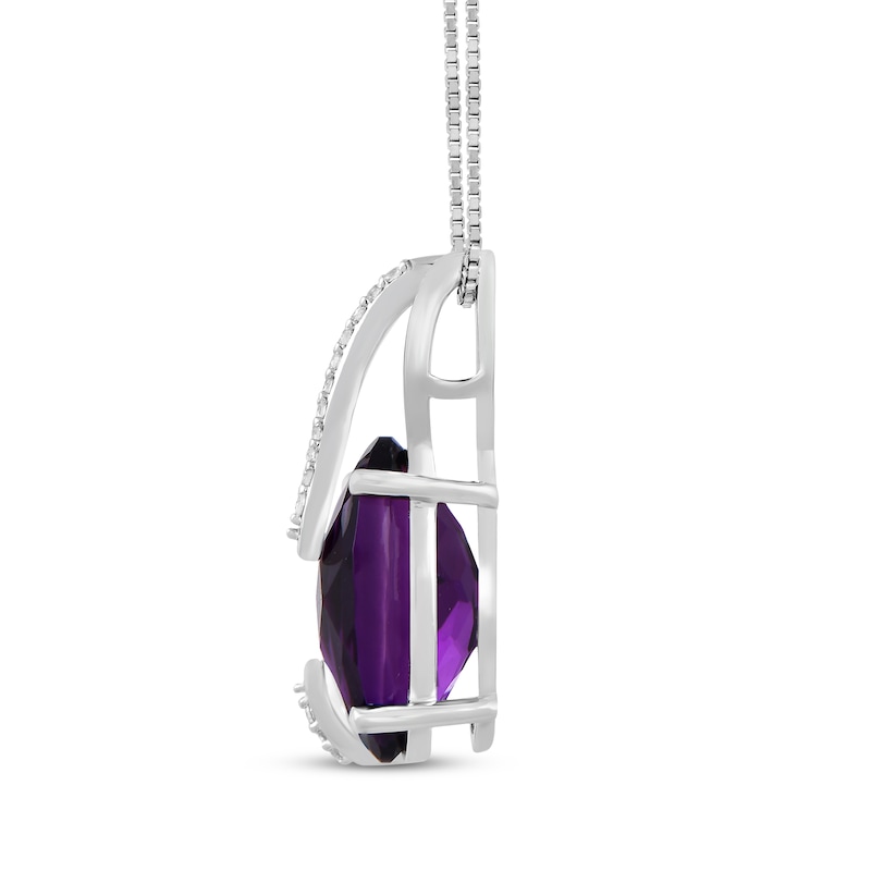 Main Image 2 of Oval-Cut Amethyst & White Lab-Created Sapphire Necklace Sterling Silver 18"