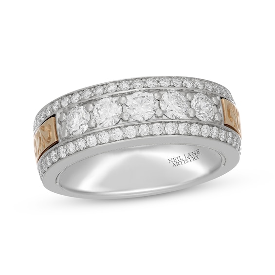 Men's Neil Lane Artistry Lab-Grown Diamond Wedding Band 1-1/2 ct tw 14K Two-Tone Gold
