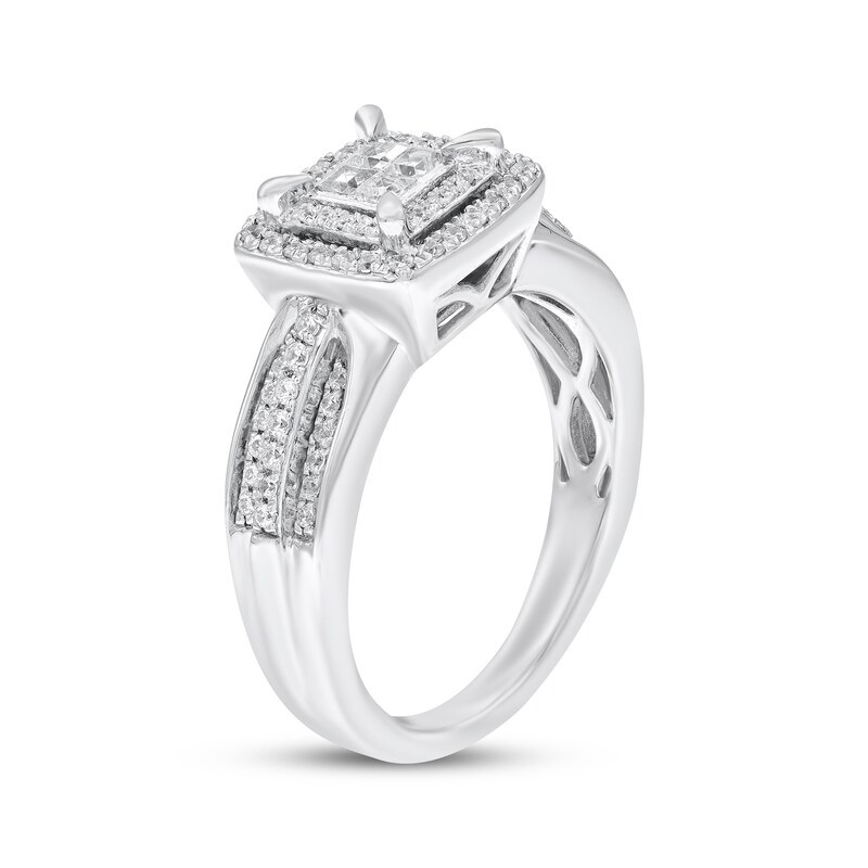 Main Image 2 of Adore Princess-Cut Quad Diamond Engagement Ring 1/2 ct tw 10K White Gold