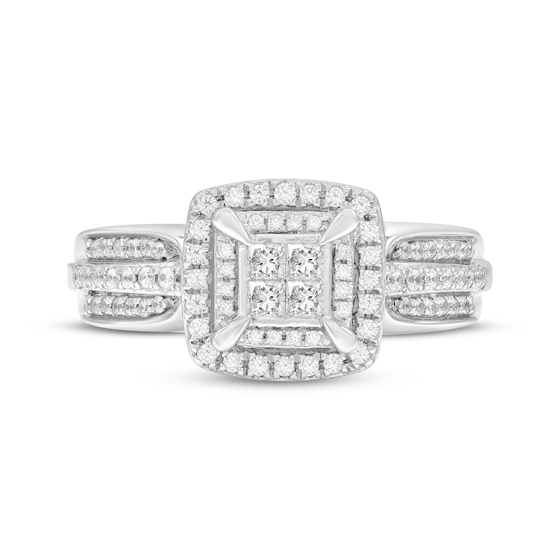 Main Image 3 of Adore Princess-Cut Quad Diamond Engagement Ring 1/2 ct tw 10K White Gold