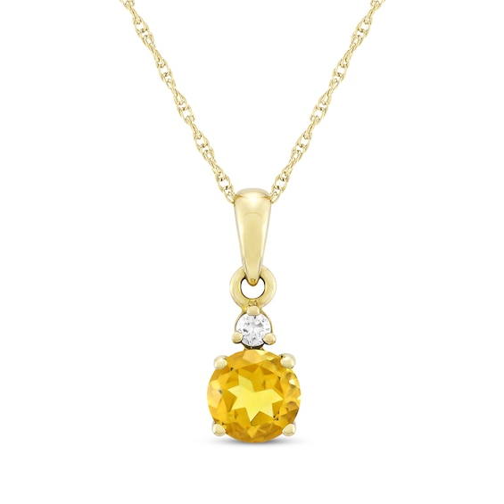 Citrine & Diamond Accent Necklace 10K Yellow Gold 18"