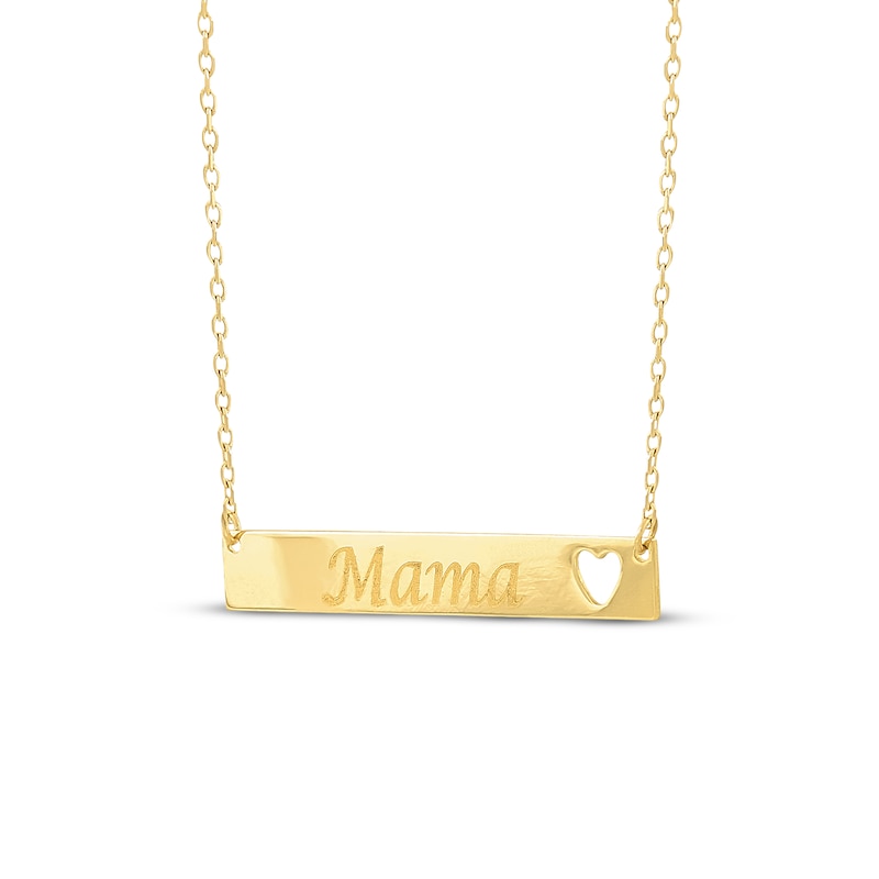 Main Image 2 of Mama Heart Cutout Bar Necklace 10K Yellow Gold 17.75"