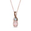 Thumbnail Image 1 of Le Vian Oval-Cut Opal & Blue Topaz Necklace 1/4 ct tw Diamonds 14K Strawberry Gold 19"