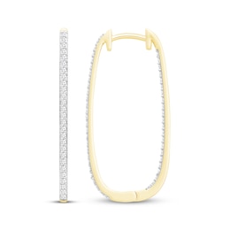 Diamond Ellipse Inside-Out Hoop Earrings 1/3 ct tw 10K Yellow Gold 30mm