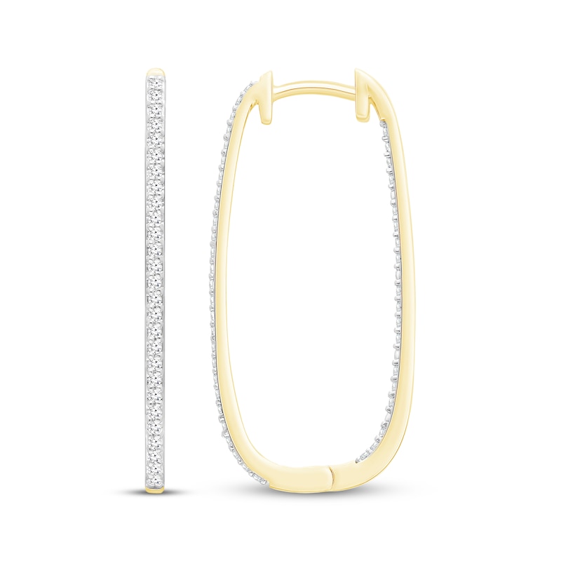 Main Image 1 of Diamond Ellipse Inside-Out Hoop Earrings 1/3 ct tw 10K Yellow Gold 30mm