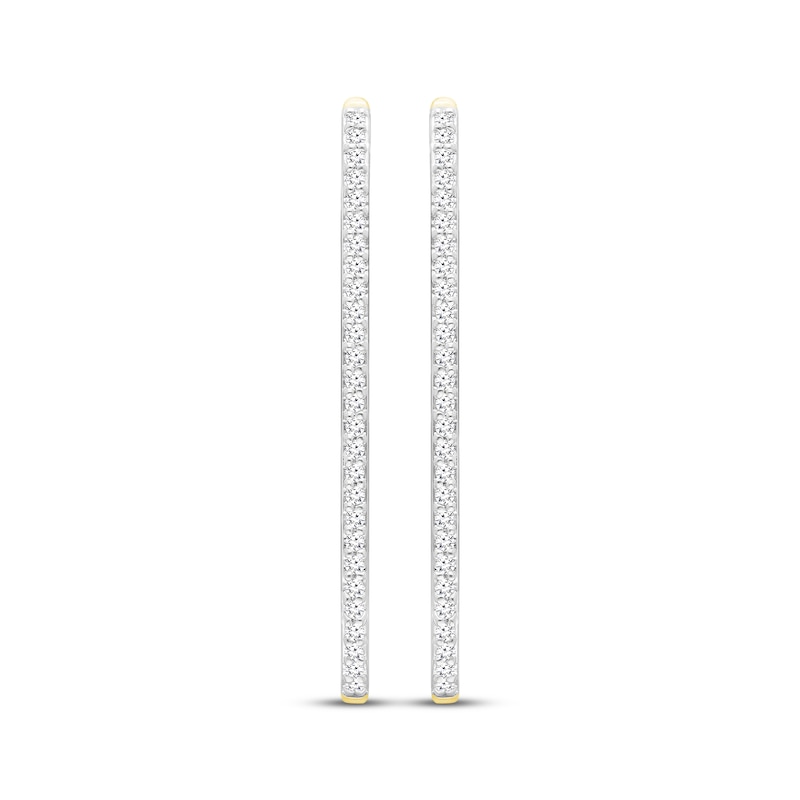 Main Image 2 of Diamond Ellipse Inside-Out Hoop Earrings 1/3 ct tw 10K Yellow Gold 30mm