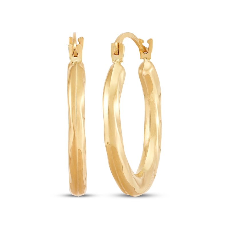 Main Image 2 of Textured Hoop Earrings Set 14K Yellow Gold