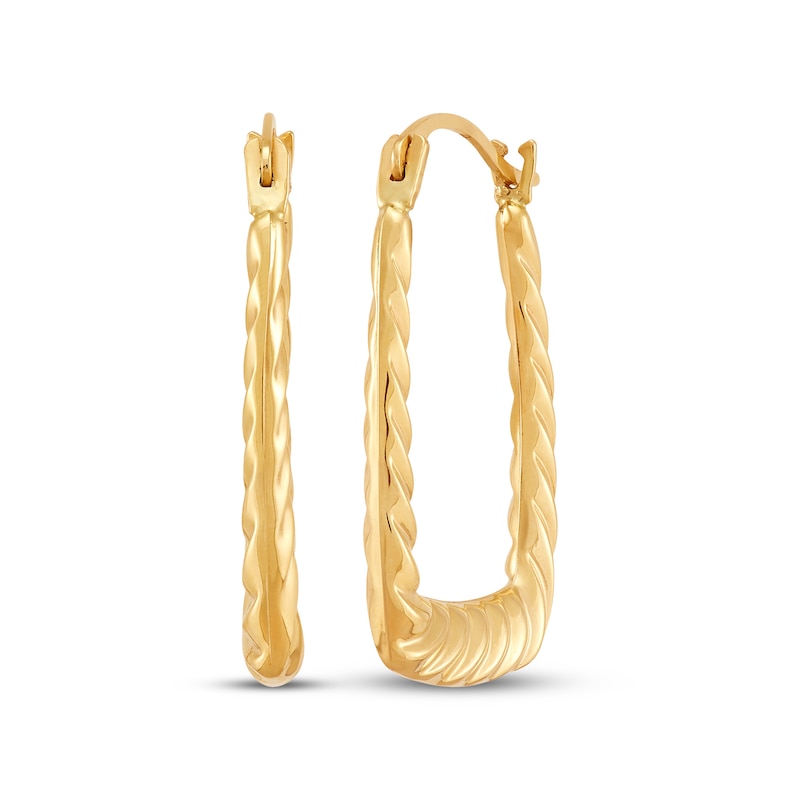 Main Image 3 of Textured Hoop Earrings Set 14K Yellow Gold