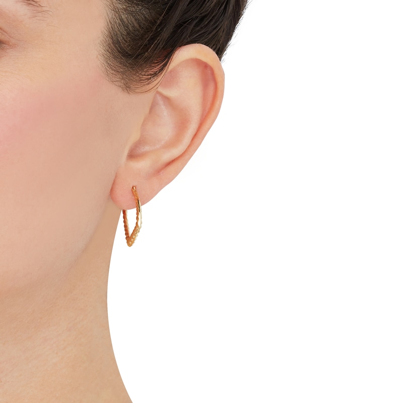 Main Image 5 of Textured Hoop Earrings Set 14K Yellow Gold