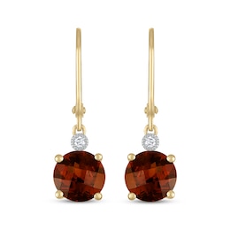 Garnet & Diamond Accent Drop Earrings 14K Yellow Gold