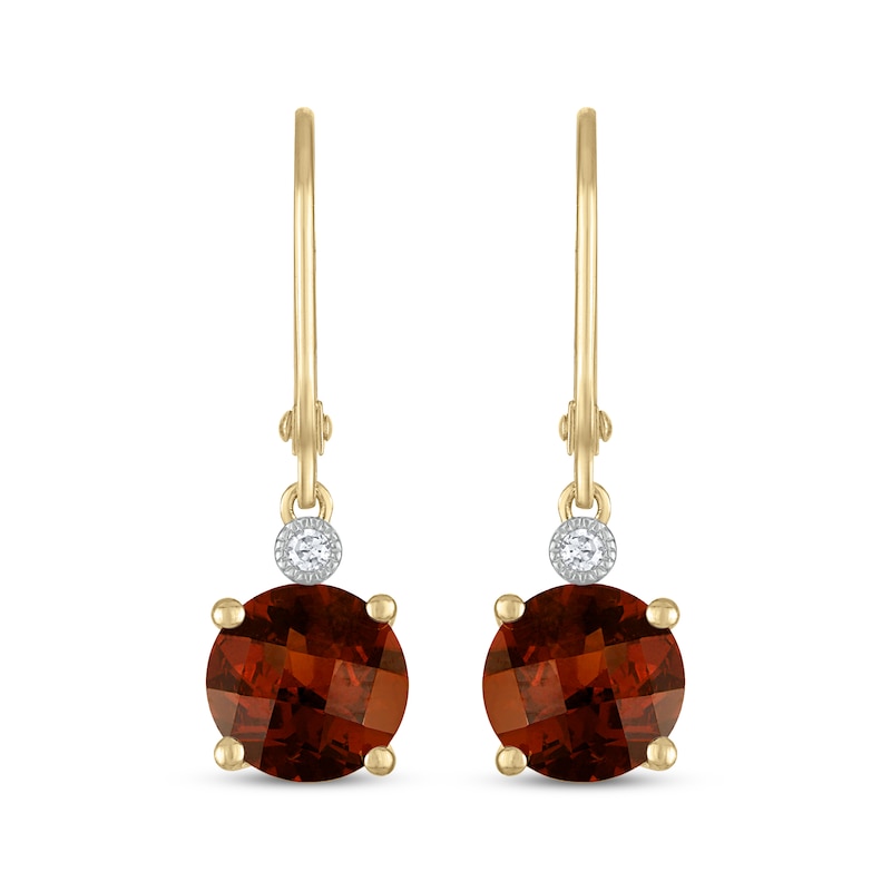 Main Image 1 of Garnet & Diamond Accent Drop Earrings 14K Yellow Gold