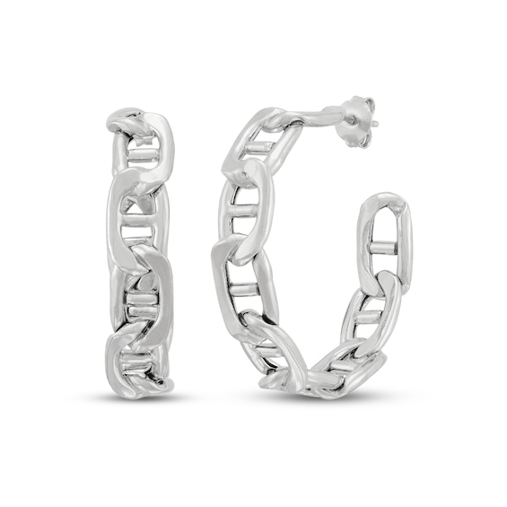 Mariner Link Open Hoop Earrings Sterling Silver