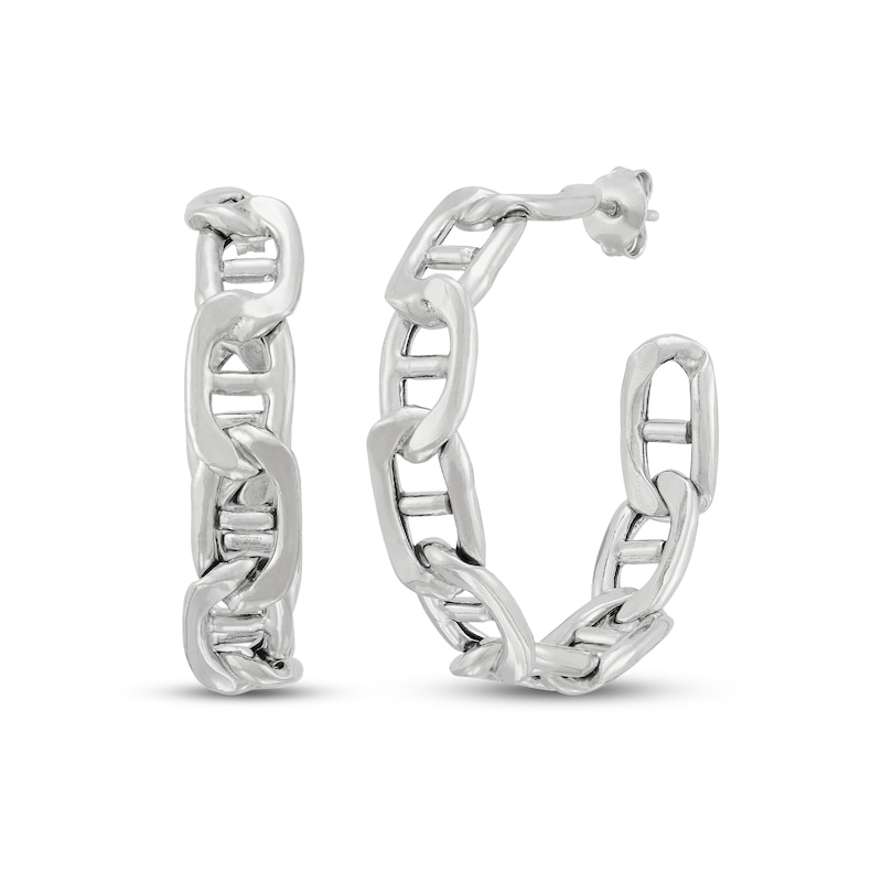 Main Image 1 of Mariner Link Open Hoop Earrings Sterling Silver