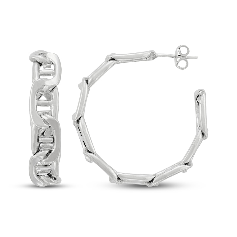 Main Image 3 of Mariner Link Open Hoop Earrings Sterling Silver