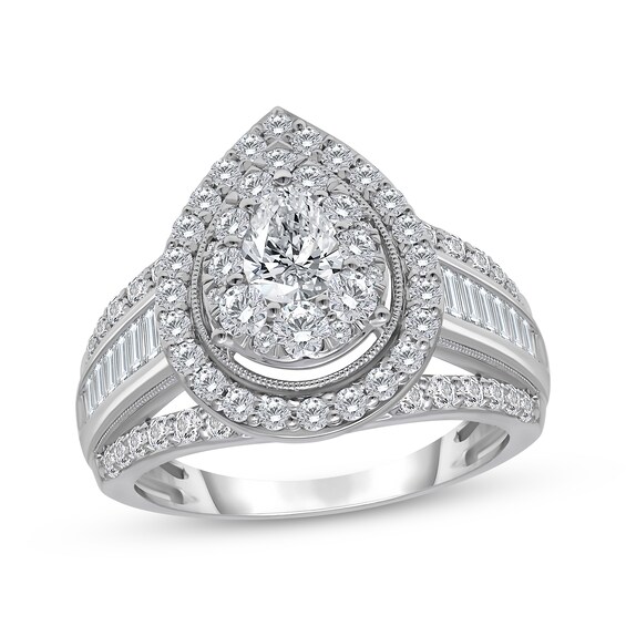 Adore Lab-Grown Diamonds Pear-Shaped Double Halo Engagement Ring 2 ct tw 10K White Gold