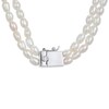 Thumbnail Image 3 of White Lab-Created Sapphire & Cultured Pearl Layered Necklace Sterling Silver 17&quot;