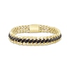 Thumbnail Image 1 of Men's Black Diamond Oval Center Curb Link Bracelet 6 ct tw 10K Yellow Gold 8.5"