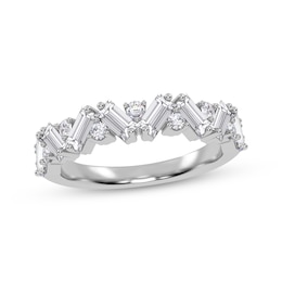 Adore Baguette & Round-Cut Diamond Zigzag Stackable Anniversary Ring 1/2 ct tw 14K White Gold
