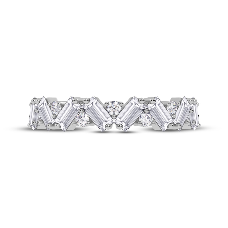 Main Image 3 of Adore Baguette & Round-Cut Diamond Zigzag Stackable Anniversary Ring 1/2 ct tw 14K White Gold