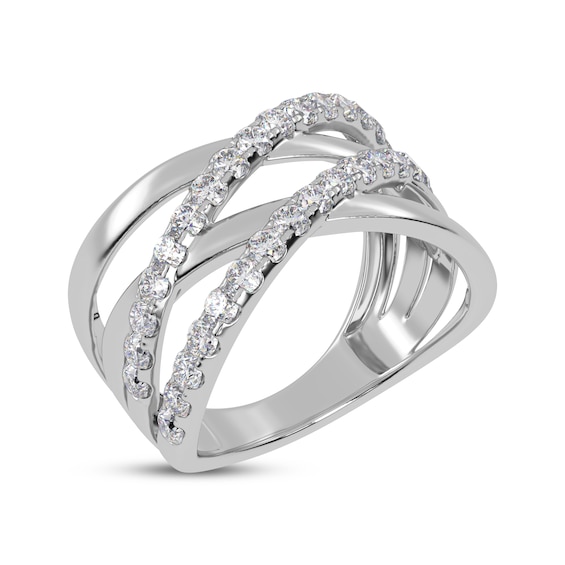 Diamond Multi-Row Crisscross Ring 1/2 ct tw 14K White Gold | Kay Outlet
