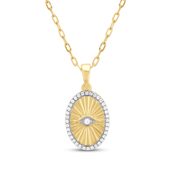 STUDIO BY KAY Evil Eye Necklace 1/5 ct tw 10K Yellow Gold 18"