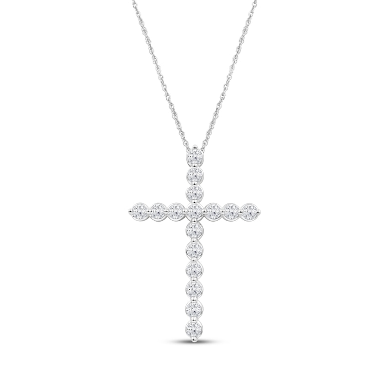 Main Image 1 of KAY Lab-Grown diamonds Cross Necklace 2 ct tw 14K White Gold 18"