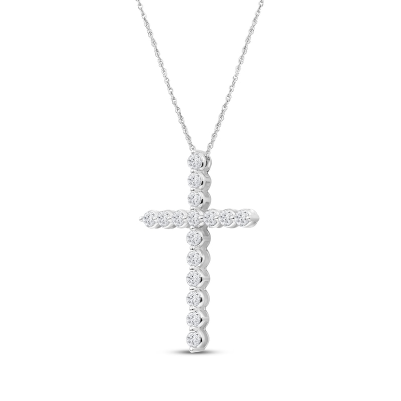 Main Image 2 of KAY Lab-Grown diamonds Cross Necklace 2 ct tw 14K White Gold 18"